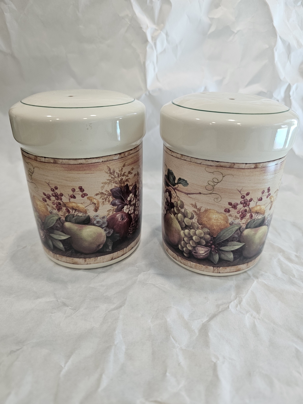Certified International Corp Fruit Ceramic Salt & Pepper Shakers Set 2 4in